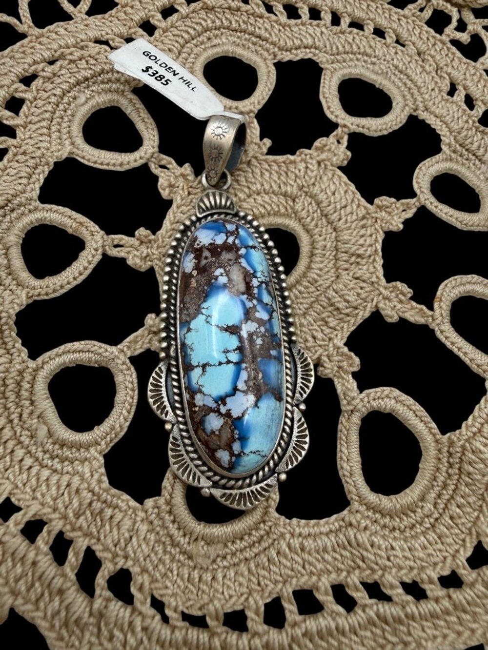 NWT Golden Hill Turquoise Sterling Silver Statement Pendant Oval Design Handmade